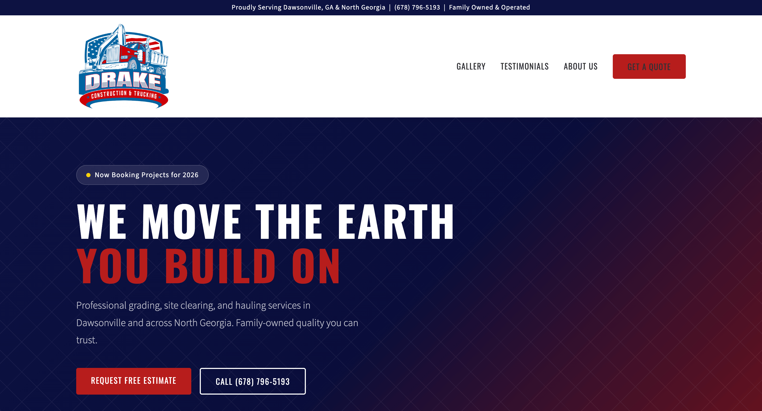 Construction and grading company website design near Dahlonega Georgia – SEO optimized small business web development and lead generation by Red Dirt Web Solutions
